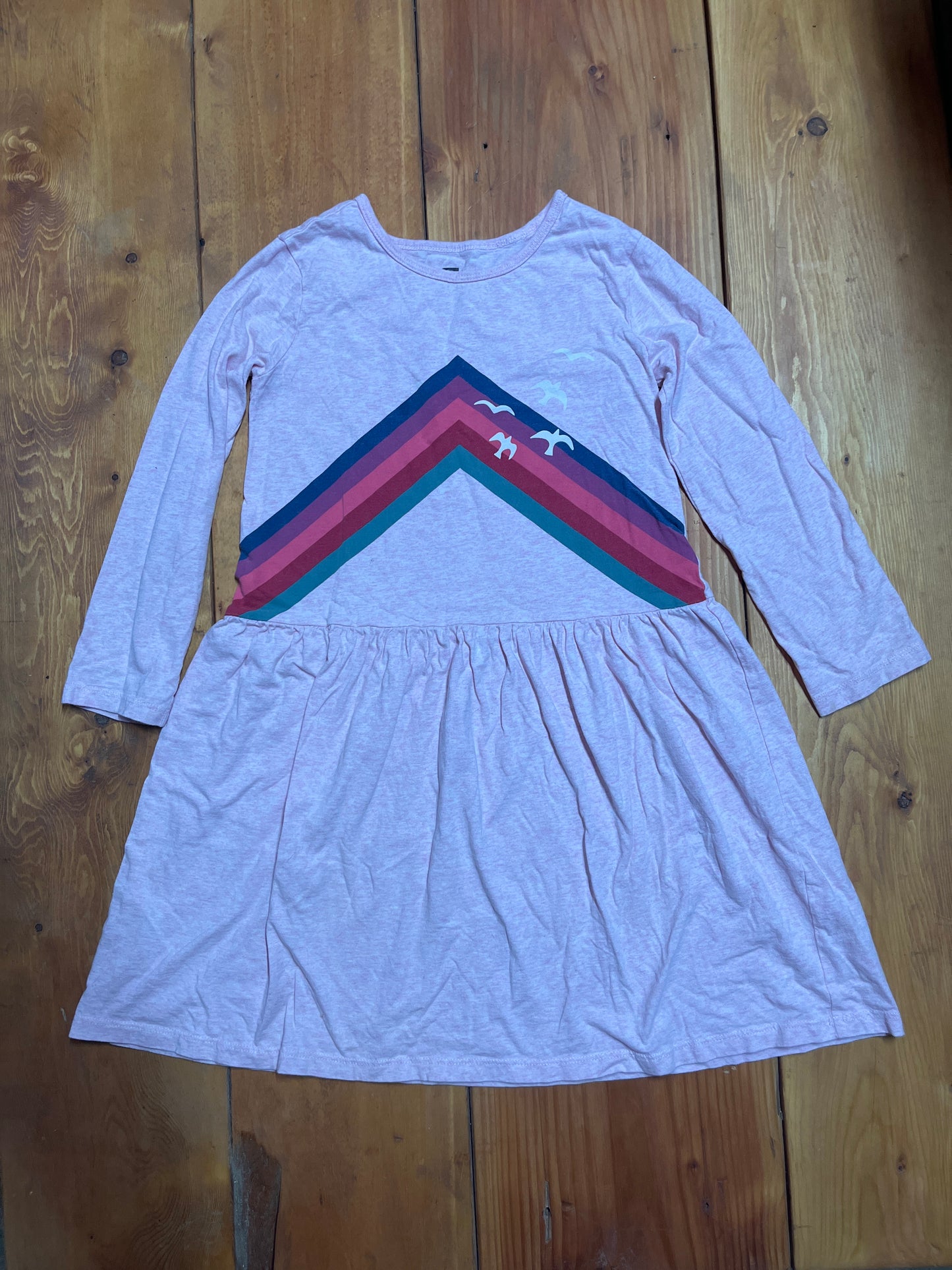 8-Tea pink sunset stripe skater dress