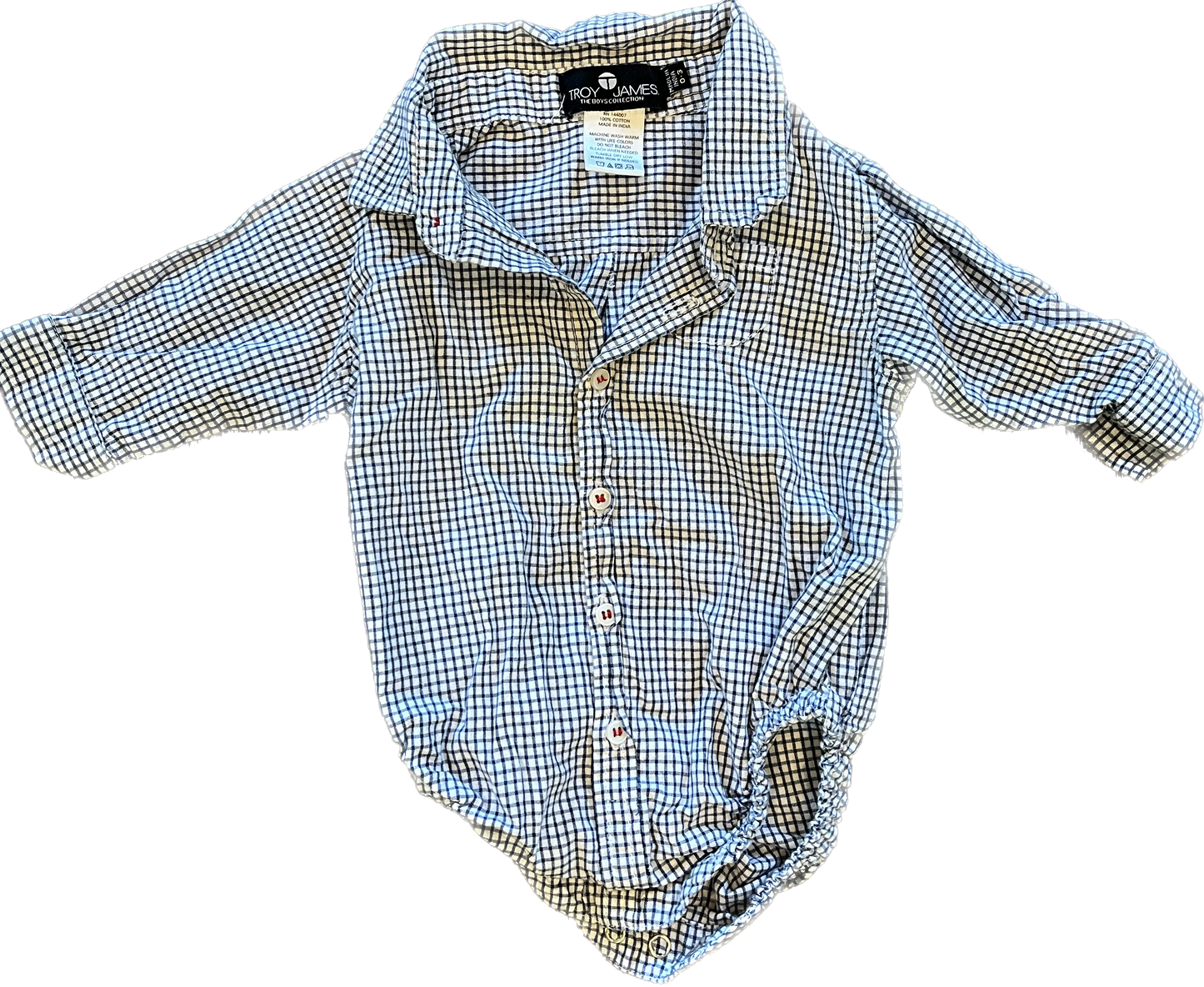0-3mon- Troy James collared onsie