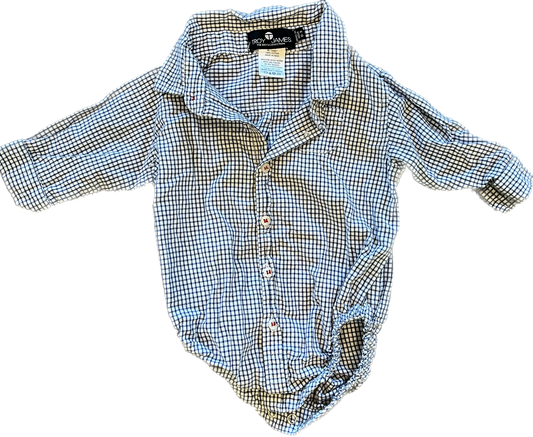 0-3mon- Troy James collared onsie